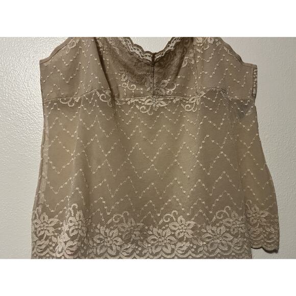 Vanity Fair Smooth Moves Y2K Lace Floral Camisole Top Beige Women’s Size XL - Picture 2 of 8